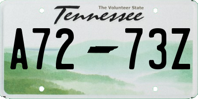 TN license plate A7273Z