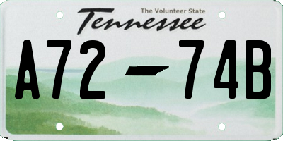 TN license plate A7274B