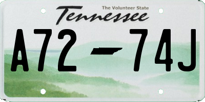 TN license plate A7274J