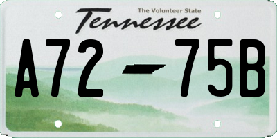 TN license plate A7275B