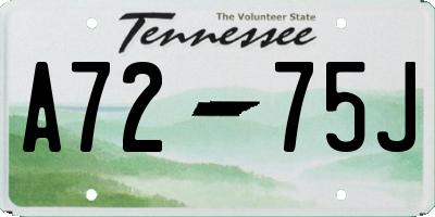 TN license plate A7275J