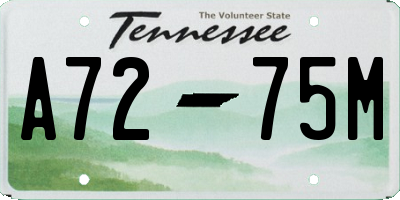 TN license plate A7275M