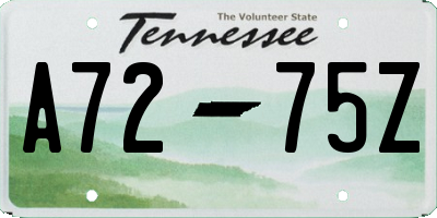 TN license plate A7275Z