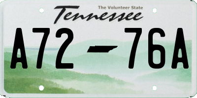 TN license plate A7276A