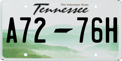 TN license plate A7276H