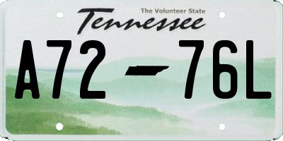 TN license plate A7276L
