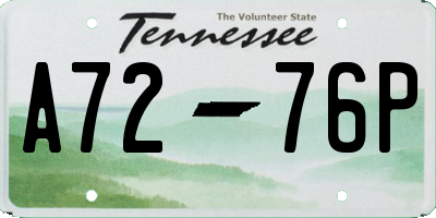 TN license plate A7276P