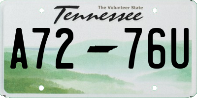 TN license plate A7276U