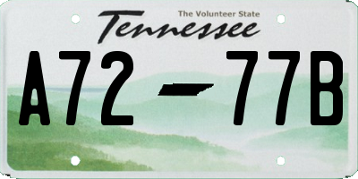TN license plate A7277B