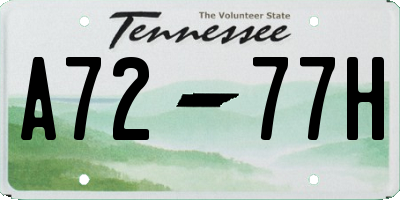 TN license plate A7277H