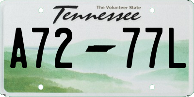 TN license plate A7277L