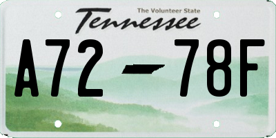 TN license plate A7278F
