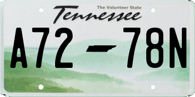TN license plate A7278N