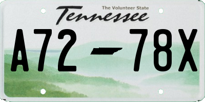 TN license plate A7278X