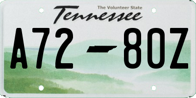 TN license plate A7280Z