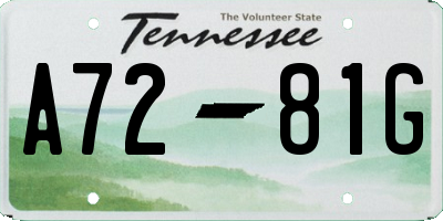 TN license plate A7281G