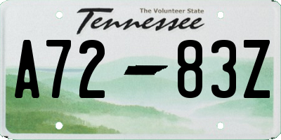 TN license plate A7283Z