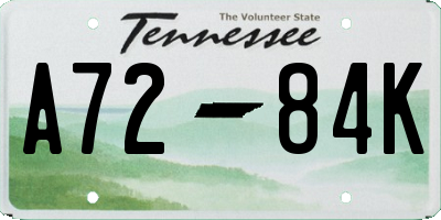 TN license plate A7284K