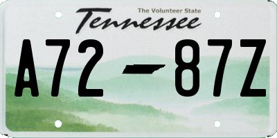TN license plate A7287Z