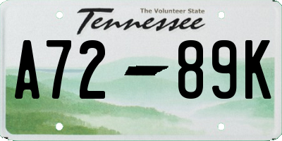 TN license plate A7289K
