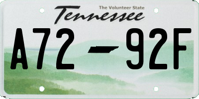 TN license plate A7292F