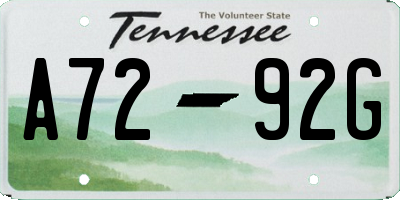 TN license plate A7292G