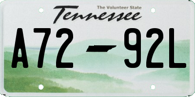 TN license plate A7292L