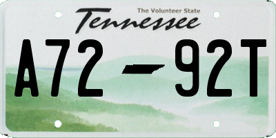 TN license plate A7292T
