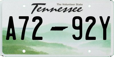TN license plate A7292Y