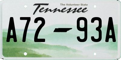 TN license plate A7293A