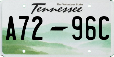 TN license plate A7296C
