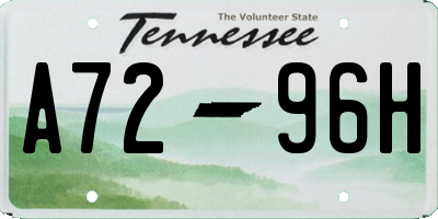TN license plate A7296H