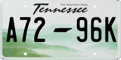 TN license plate A7296K
