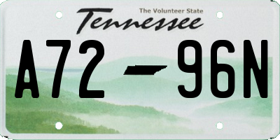 TN license plate A7296N