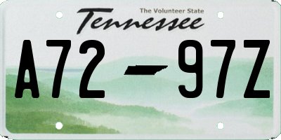 TN license plate A7297Z
