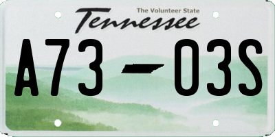 TN license plate A7303S