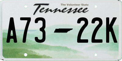 TN license plate A7322K