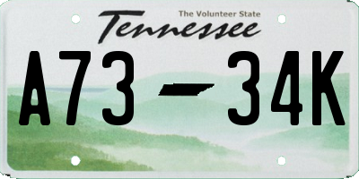 TN license plate A7334K