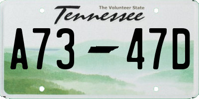 TN license plate A7347D