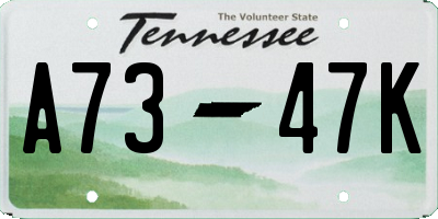 TN license plate A7347K