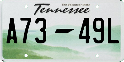 TN license plate A7349L