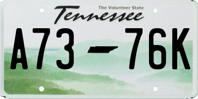 TN license plate A7376K