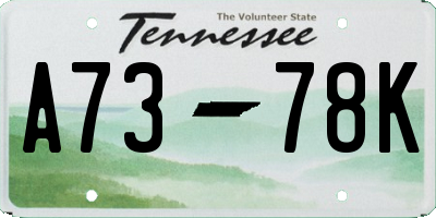 TN license plate A7378K