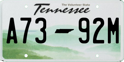 TN license plate A7392M