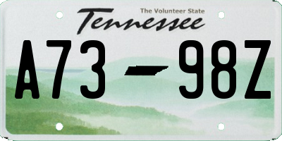 TN license plate A7398Z
