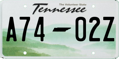 TN license plate A7402Z