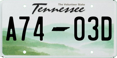 TN license plate A7403D