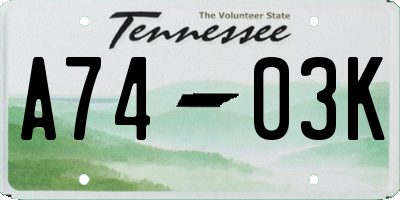 TN license plate A7403K