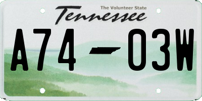 TN license plate A7403W
