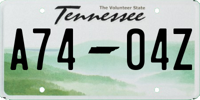 TN license plate A7404Z